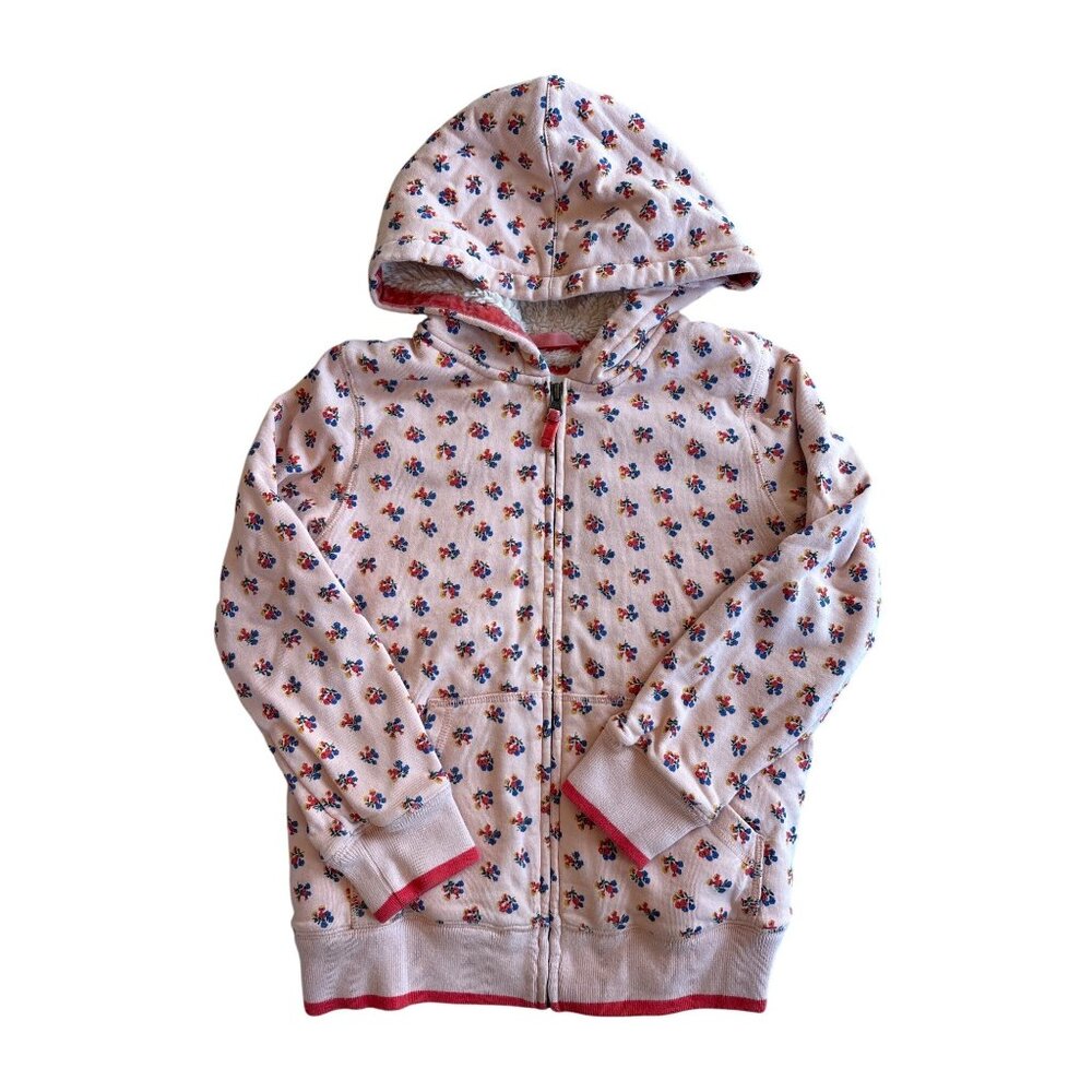 9-10Y Mini Boden Sherpa Lined Floral Hoodie Hooded Zip-up Sweatshirt
